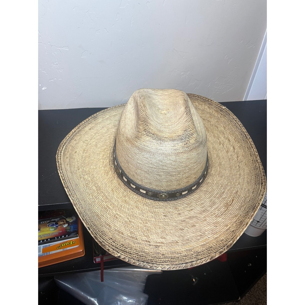 Alamo Hats Hearne Palm Idaho Crown Tan Straw Cowboy Hat 7 1/2 D28740-7.5